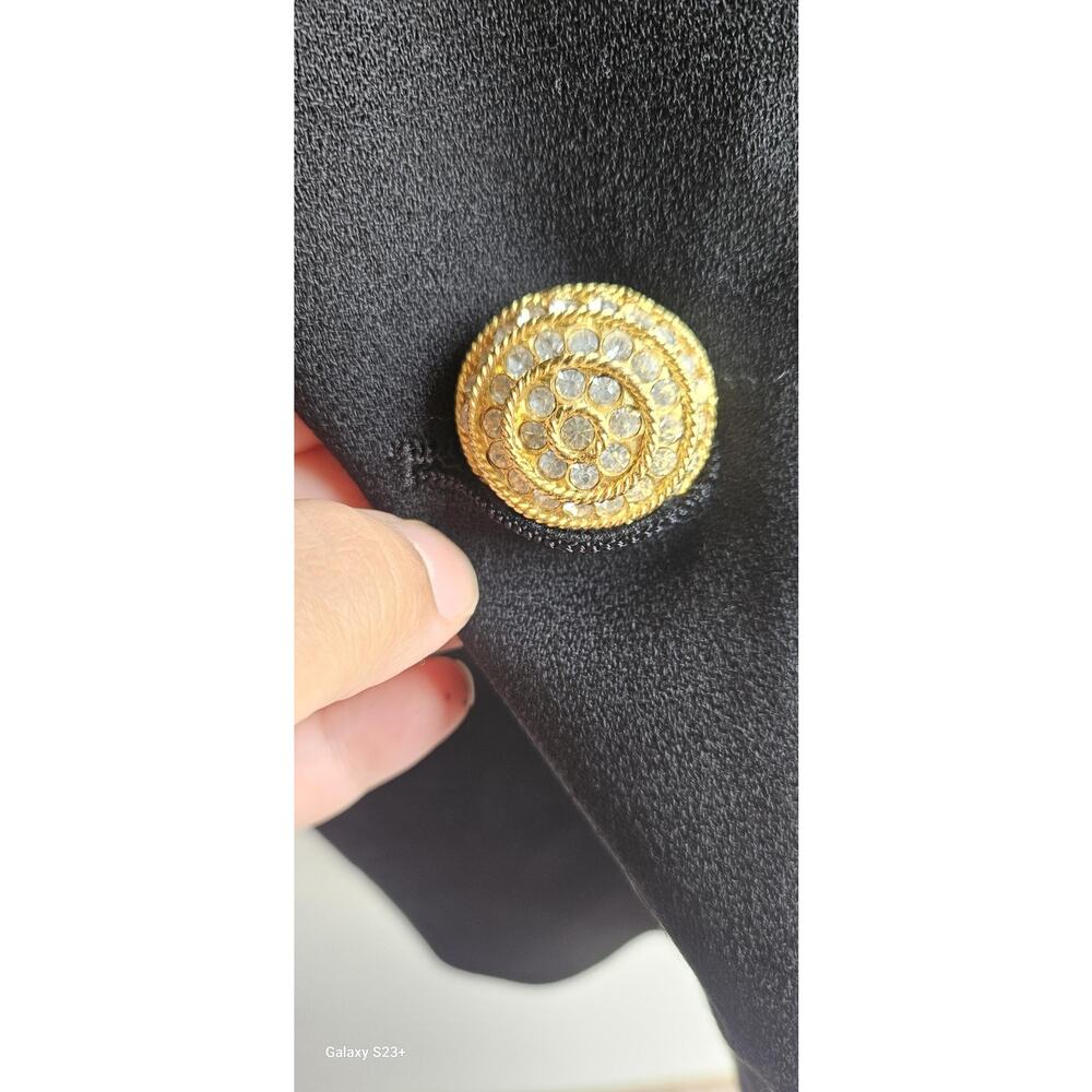 Vintage Augustus Royal Renaissance  90s Black Wool Blazer Size 12 Made In USA - Picture 9 of 13